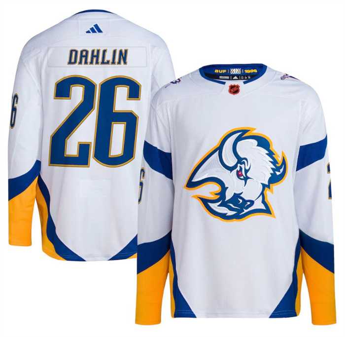 Mens Buffalo Sabres #26 Rasmus Dahlin White 2022-23 Reverse Retro Stitched Jersey Dzhi->buffalo sabres->NHL Jersey